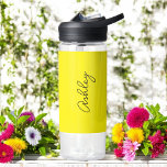Yellow Handwritten Text Elegant  Water Bottle<br><div class="desc">Yellow Elegant Water Bottle with option to add name with beautiful calligraphy text.  More products with this design are in the collection below.</div>
