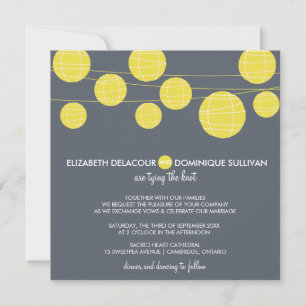 Yellow Hanging Paper Lanterns Wedding Invitation