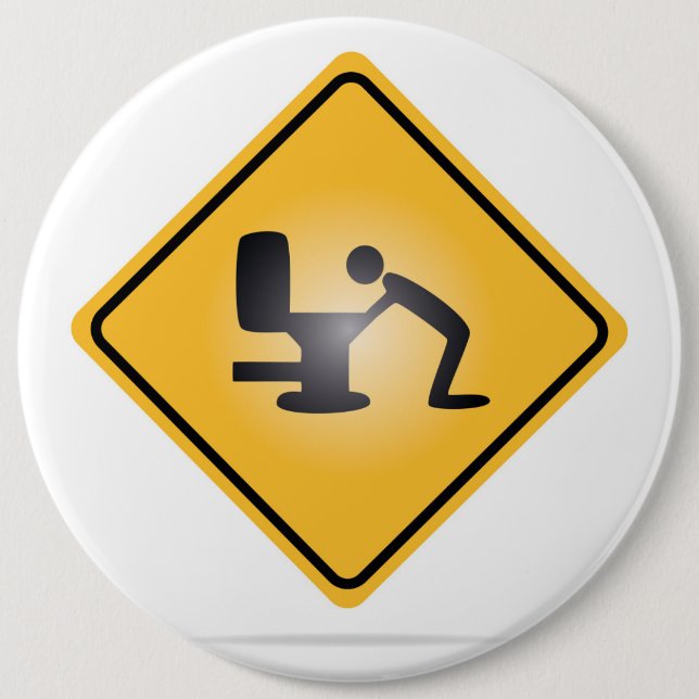 Yellow hangover warning sign button (Front)