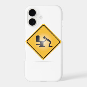 Yellow hangover warning sign phone case