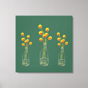 Yellow happy Billy Button flowers Australian art Canvas Print