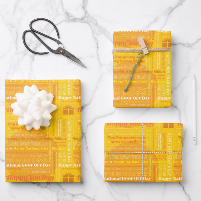 Yellow Happy Days Wrapping Paper (Front)