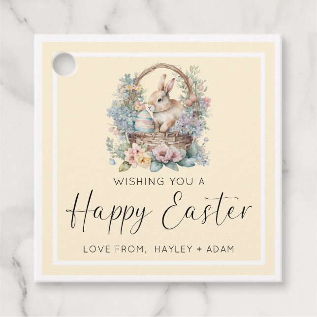 Yellow Happy Easter Bunny Favour Tags (Front)