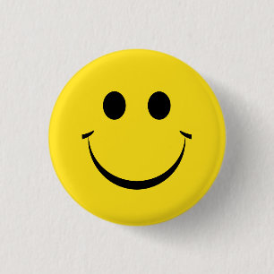 Yellow Happy Face Birthday Cute  1 Inch Round Button