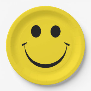 Yellow Happy Face Birthday Cute Paper Plates