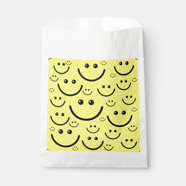 yellow happy face pattern print favour bag (Front)