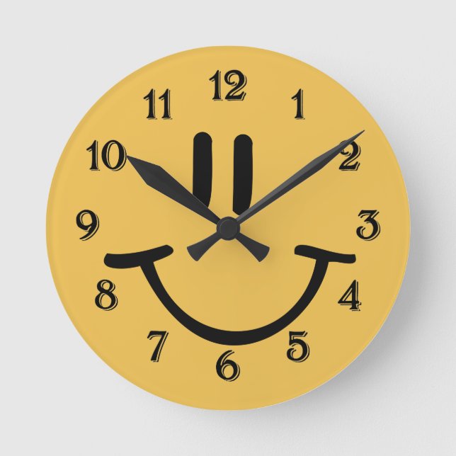 Yellow Happy Face Round Clock (Front)