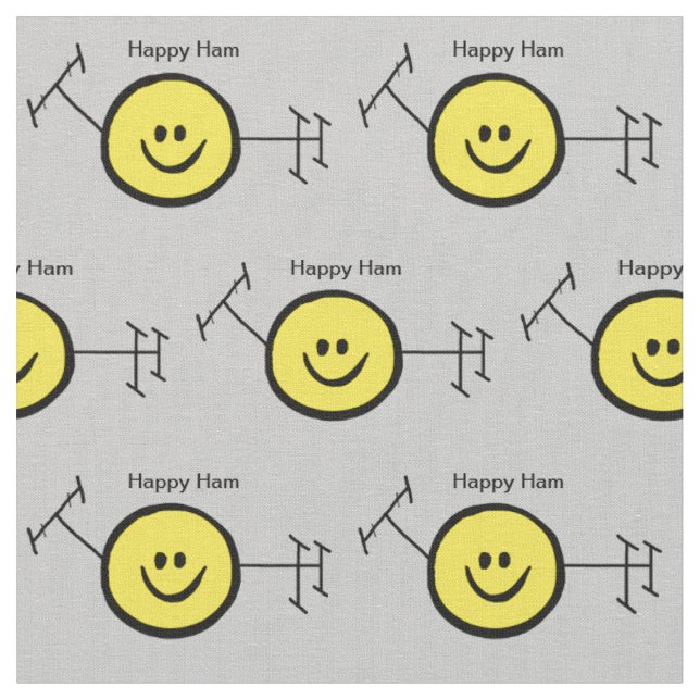 Yellow Happy Ham Radio Logo Fabric to Customize (Close Up)