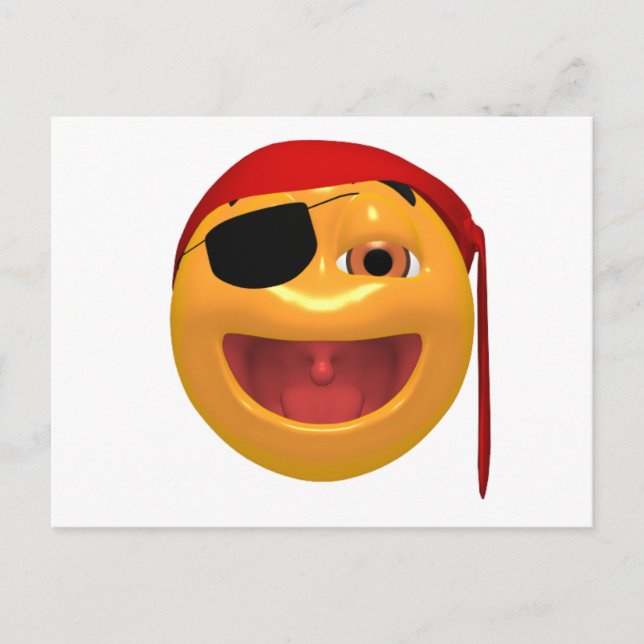 Yellow happy pirate wearing a eye patch postcard (Front)