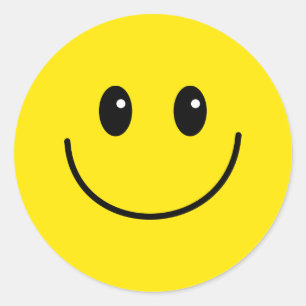 Yellow Happy Smiling Face Classic Round Sticker