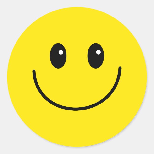 Yellow Happy Smiling Face Classic Round Sticker (Front)
