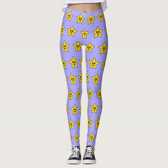 Yellow Happy Star Leggings (Front)