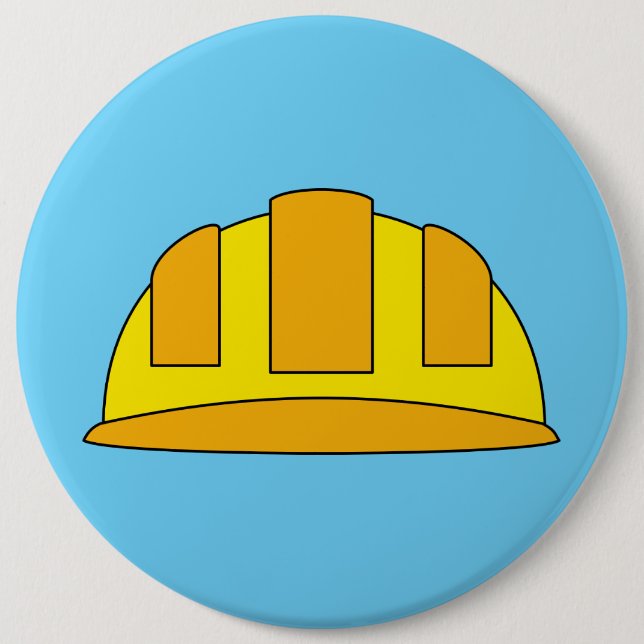 Yellow Hard Hat Cartoon 6 Inch Round Button (Front)