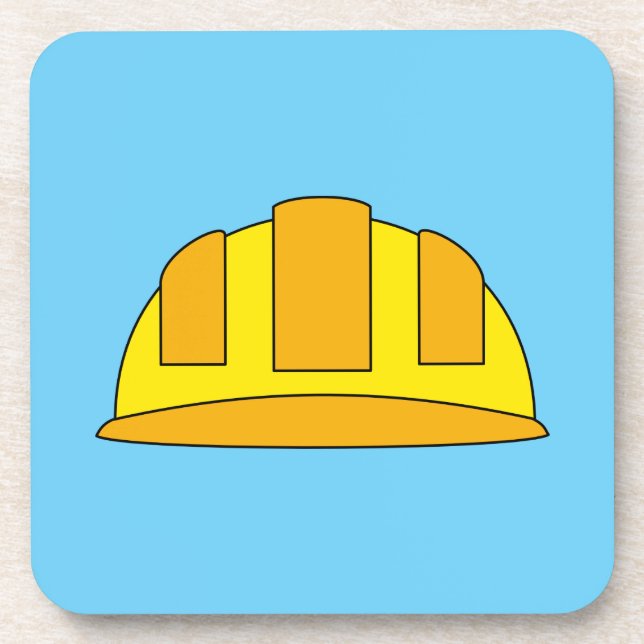 Yellow Hard Hat Cartoon Coaster (Front)