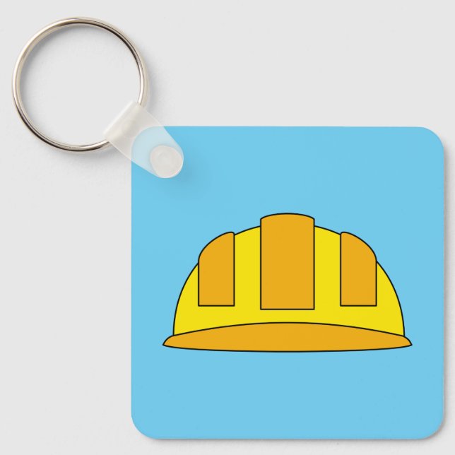 Yellow Hard Hat Cartoon Keychain (Front)