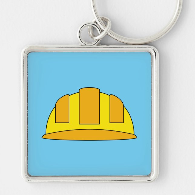 Yellow Hard Hat Cartoon Keychain (Front)
