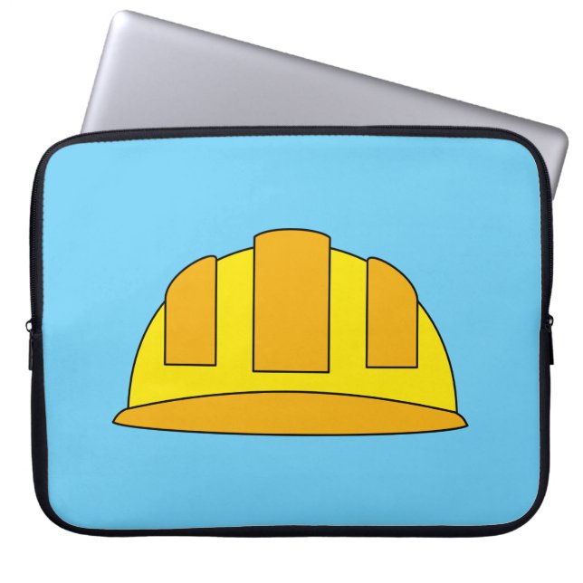 Yellow Hard Hat Cartoon Laptop Sleeve (Front)