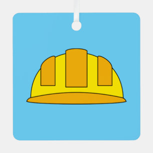 Yellow Hard Hat Cartoon Metal Ornament