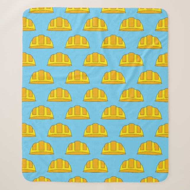 Yellow Hard Hat Cartoon Sherpa Blanket (Front)