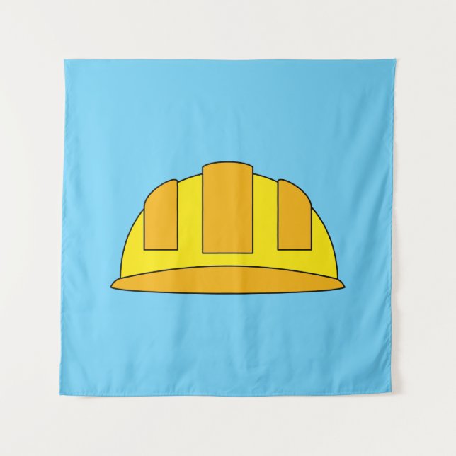 Yellow Hard Hat Cartoon Tapestry (Front)
