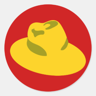 YELLOW HAT RED HAT CLASSIC ROUND STICKER