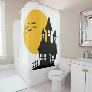 Yellow Haunted House Shower Curtain