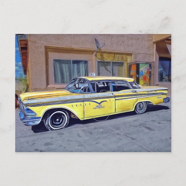 Yellow Havana Taxi Cab Postcard (Front)