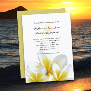Yellow Hawaiian Plumeria Frangipani Wedding Invitation