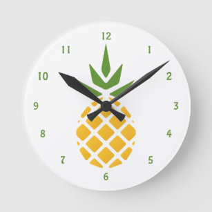 Yellow Hawaiin Pineapple Round Clock