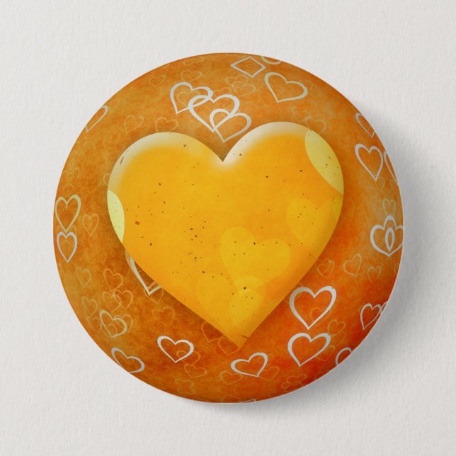 Yellow Heart 3 Inch Round Button (Front)
