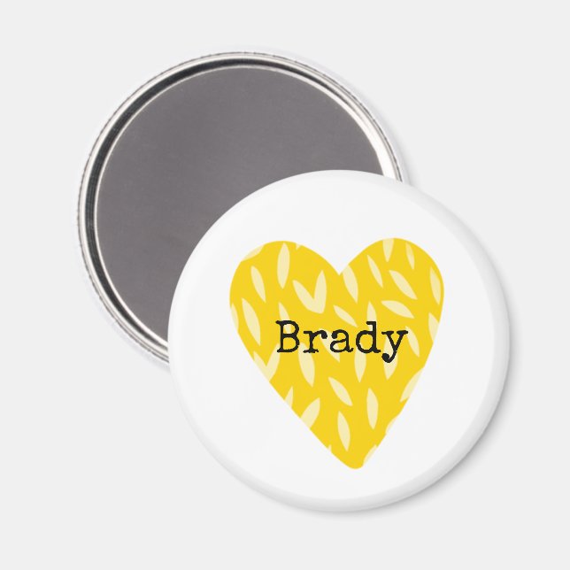 Yellow Heart Artisan Kids NAME Family Tree Fun Magnet (Front/Back)