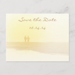 Yellow Heart Beach Save the Date Announcement Postcard