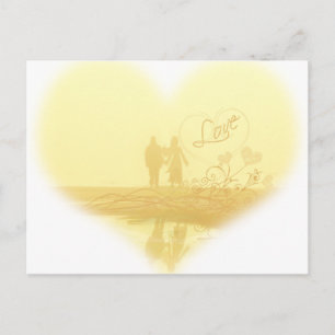 Yellow Heart Beach Wedding Postcard