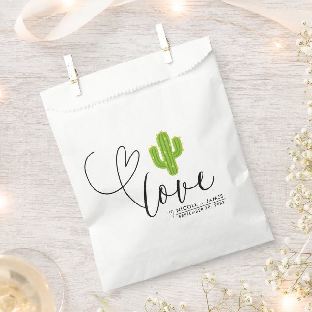 Yellow Heart Cactus Fiesta Love Bridal Shower Favour Bag (Clipped)