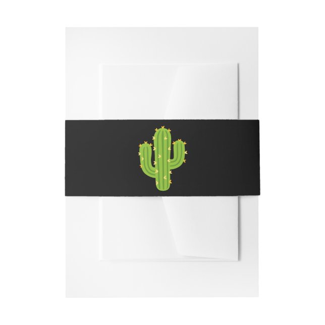 Yellow Heart Cactus Fiesta Love  Invitation Belly Band (Front Example)