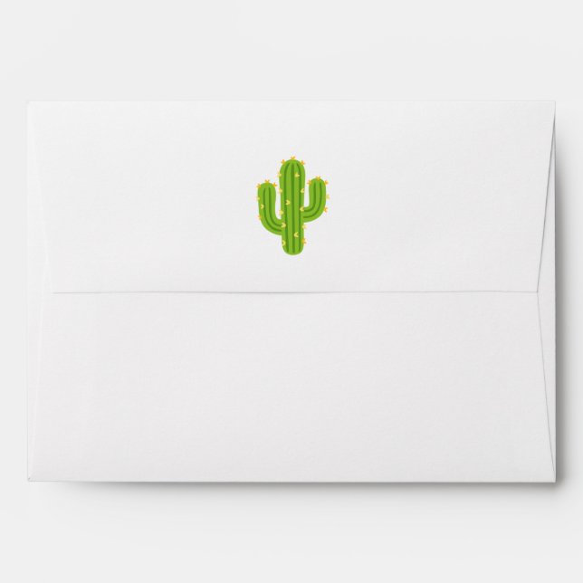 Yellow Heart Cactus Fiesta Love Wedding Envelope (Back (Top Flap))