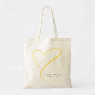 Yellow Heart Doodle Tote Bag
