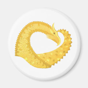Yellow heart dragon on white magnet