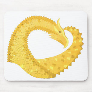 Yellow heart dragon on white mouse pad