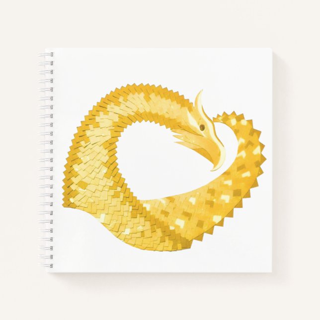 Yellow heart dragon on white notebook (Front)