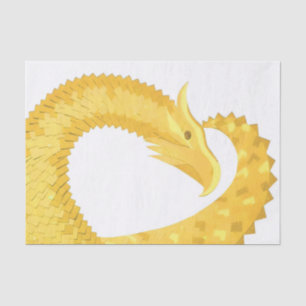 Yellow heart dragon on white tissue paper