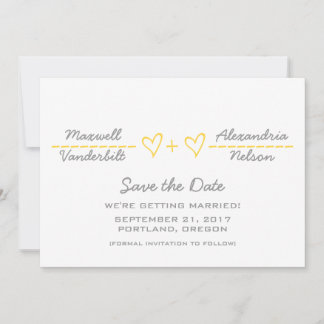 Yellow Heart Equation Save the Date Invite