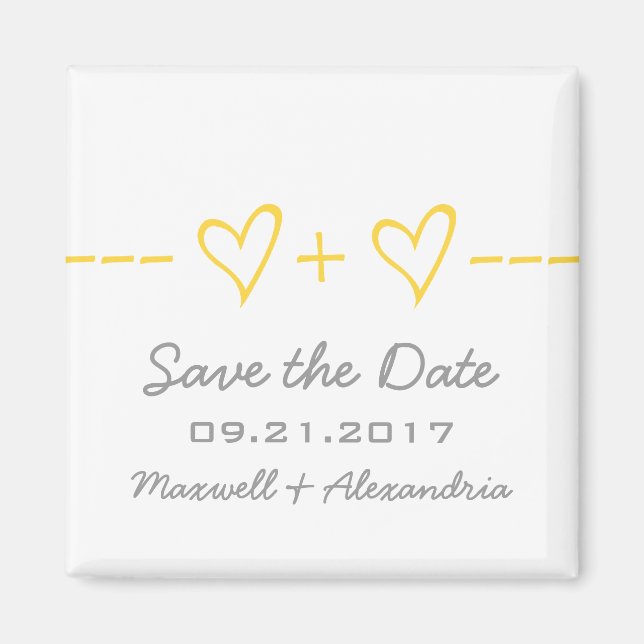 Yellow Heart Equation Save the Date Magnet (Front)