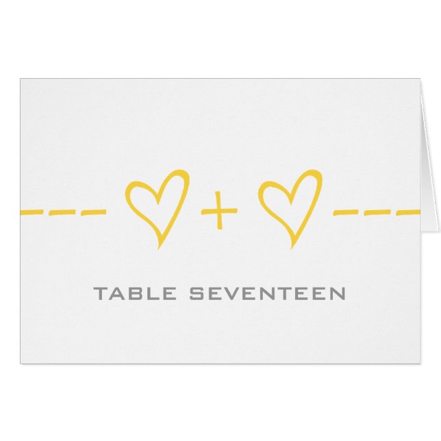 Yellow Heart Equation Table Number Card (Front Horizontal)