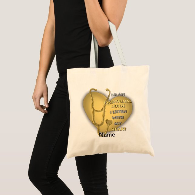 Yellow heart exceptional nurse  tote bag (Front (Product))