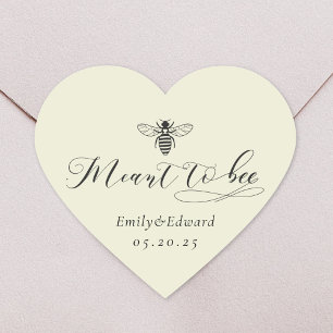 Yellow Heart Meant to Bee Wedding Honey Jar Favour Sticker