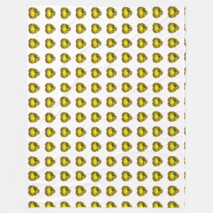 Yellow Heart Motif Fleece Blanket