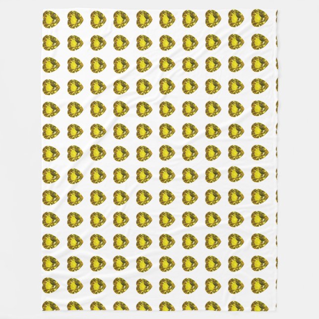 Yellow Heart Motif Fleece Blanket (Front)