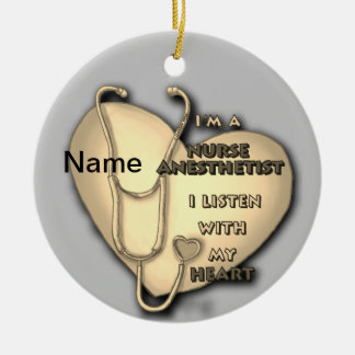 Yellow Heart Nurse Anesthetist Ceramic Ornament