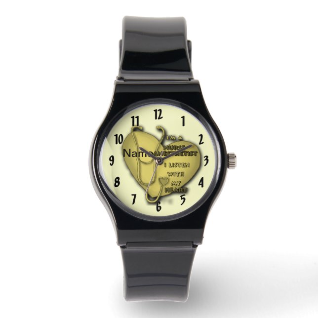 Yellow Heart Nurse Anesthetist Watch (Front)